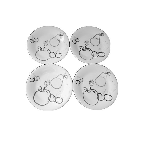 Vtg Whole Home Hand Painted Salad Dessert Plates Fashion Fruit Art Deco Set 4 - Picture 6 of 6